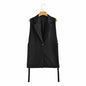 Autumn Solid Color Tied Decorative Split Single Button Vest Blazer Vest