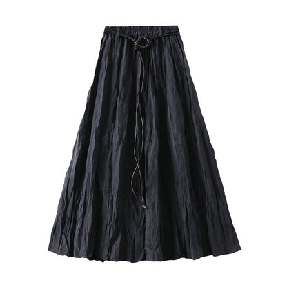 High Waist Skirt Women Autumn Korean Sense of Design Pleated Retro Slimming A line Umbrella Skirt