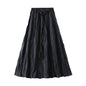 High Waist Skirt Women Autumn Korean Sense of Design Pleated Retro Slimming A line Umbrella Skirt