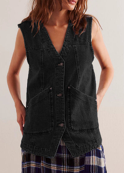 Sleeveless Denim Vest Women