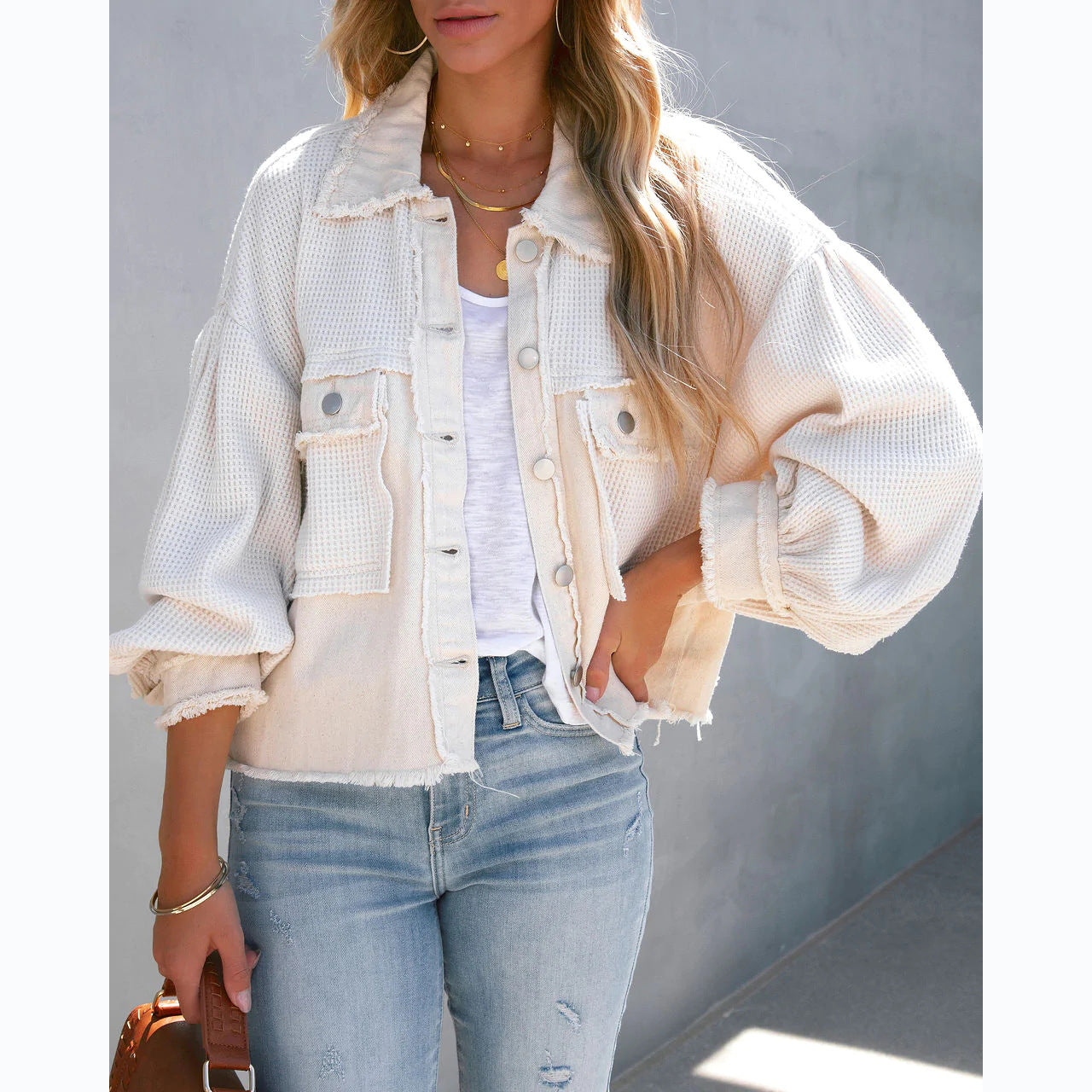 Casual Autumn Winter Waffle Stitching Wash Coat