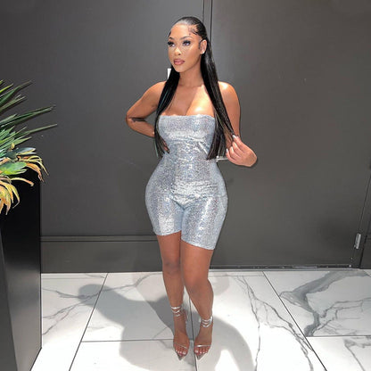 Sexy Tube Top Sequined Jumpsuit Women Jumpsuit