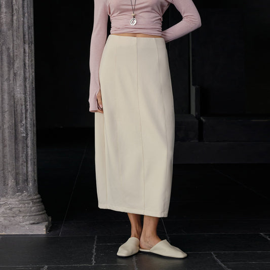 French Office Skirt Women Autumn Winter Back Slit Loose Straight Dress Package Hip Three Dimensional Split Bud Skirt