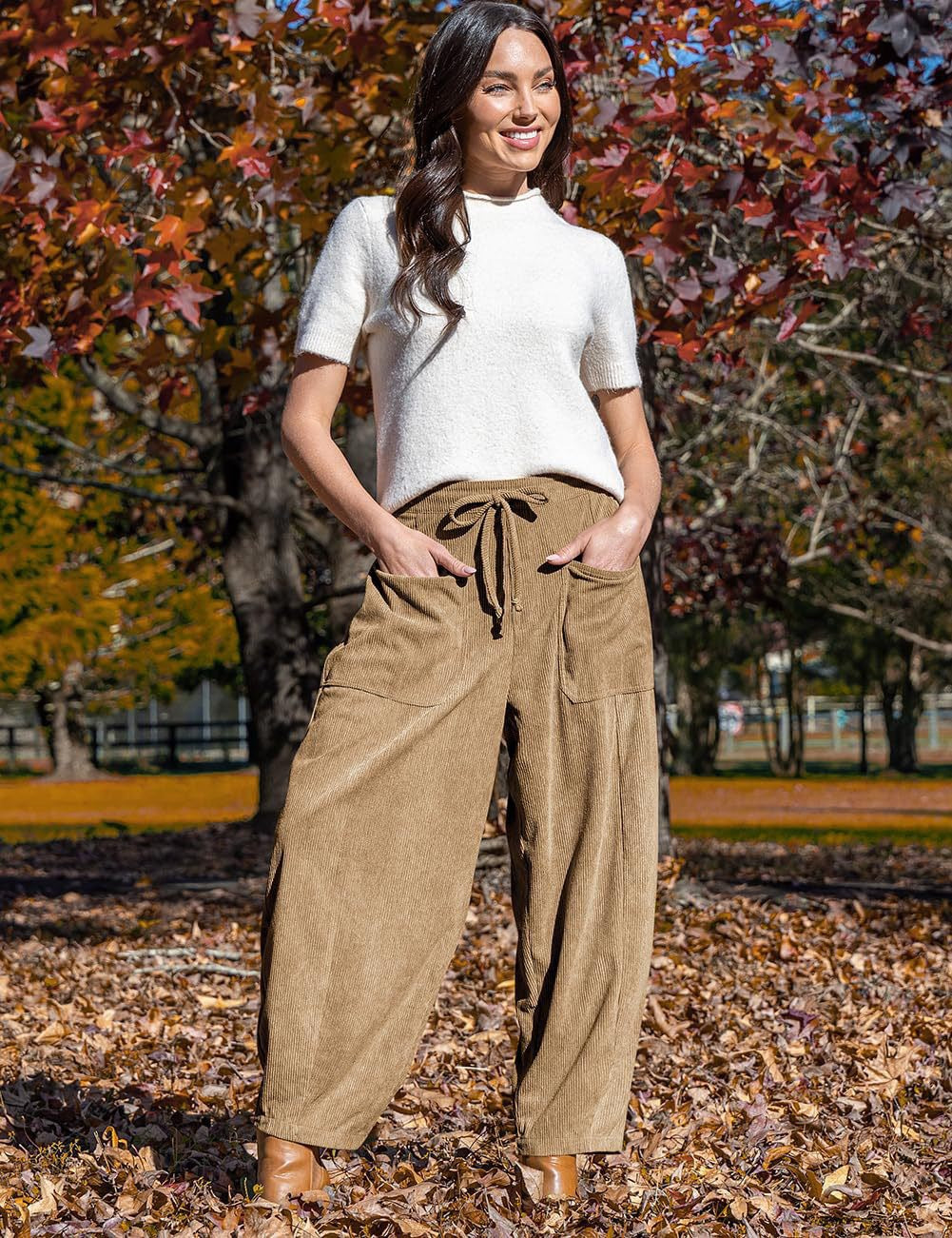 Autumn Winter Corduroy Casual Slimming Harem Pants Wide Leg Pants Women Clothing