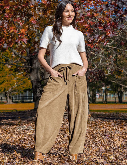 Autumn Winter Corduroy Casual Slimming Harem Pants Wide Leg Pants Women Clothing