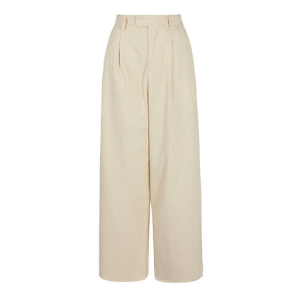 Simple Graceful Straight Long Work Pant Summer Loose Drooping High Waist Fashionable Solid Color Casual Pants Women