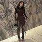Fall Sexy Solid Color Waist Tight Hollow Out Cutout out Strap Tight Jumpsuit