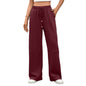 Autumn Winter Solid Color Elastic Waist Drawstring Pocket Wide Leg Pants Trousers for Women