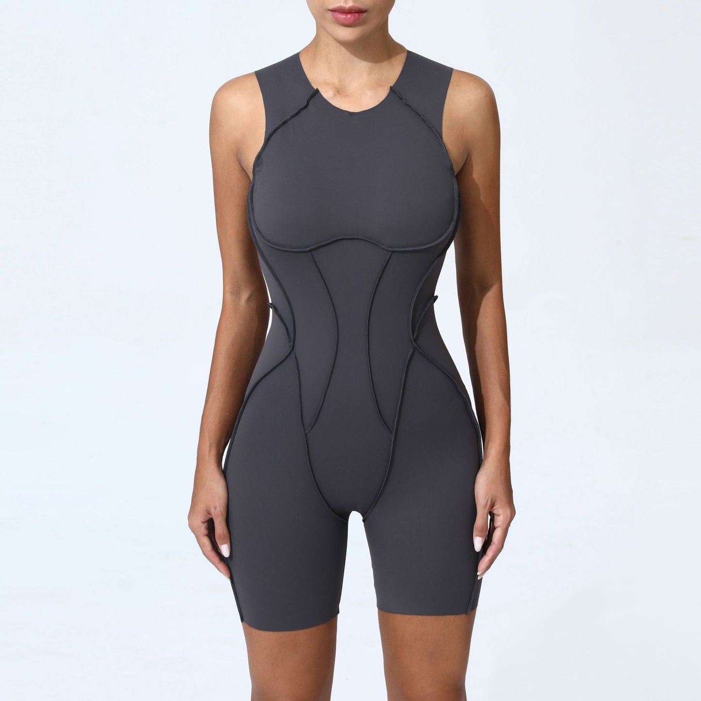 Three Dimensional Patchwork Tight One Piece Sports Workout Beauty Back Outer Wear One Piece Yoga Jumpsuit
