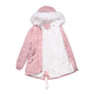 Parka Women Plus Size Mid-Length Fleece Lined Coat Women Warm with Fur Collar Loose Winter Coat Plus Size