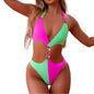Sexy Crystal Diamond Bikini Patchwork One Piece Women Swimwear Beach Vacation Swimsuit