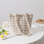 Korean Hollow Out Cutout Cotton Thread Hand Woven Bag Chi Elegant One Shoulder Portable Straw Weaved Bag Seaside Vacation Beach Bag