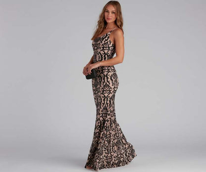 Elegant Sequ Sexy Diagonal Collar Dress Cocktail Evening Maxi Dress