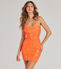 Dress Spring Summer Sexy Sequin Sling Orange Sheath Short Evening Dress Women Clothing