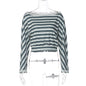 Striped Long Sleeved T shirt for Women Autumn Winter Lace Knitted Top for Women