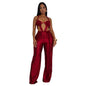 Women Wear Solid Color Sexy Bandeau Backless Lace up Jumpsuit
