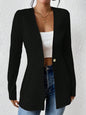 Fashionable V neck One Button Solid Color Long Sleeve Small Blazer