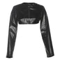 Fall Women Clothing Street Trend Sexy Short Long Sleeve Zipper Faux Leather Slim Jacket