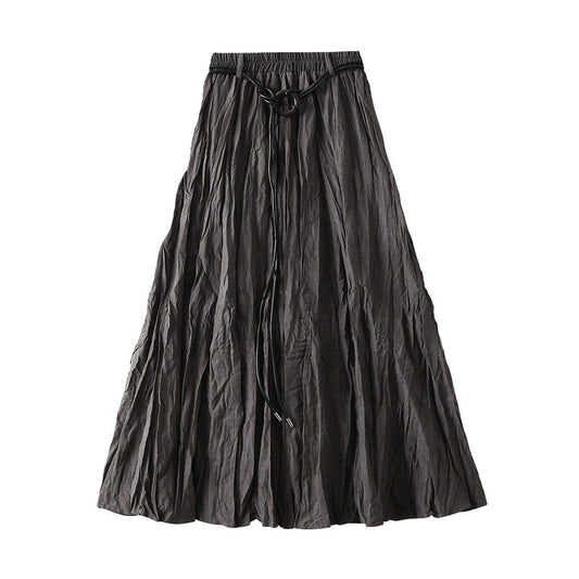 High Waist Skirt Women Autumn Korean Sense of Design Pleated Retro Slimming A line Umbrella Skirt