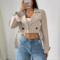 Women Clothing Belt Short Casual Trench Coat