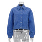 Women Clothing Winter Klein Blue Collared Long Sleeved Woolen Coat All Matching Small Jacket