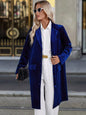 Arrival Loose Velvet Trench Coat Collared Long Sleeve Casual Single Breasted Long Blazer Women