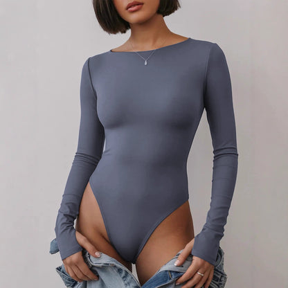 Women Autumn Winter off Neck Tight Jumpsuit