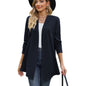 Autumn Winter Solid Color Long Sleeve Loose Cardigan Coat Women Top Women