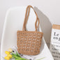 Korean Hollow Out Cutout Cotton Thread Hand Woven Bag Chi Elegant One Shoulder Portable Straw Weaved Bag Seaside Vacation Beach Bag