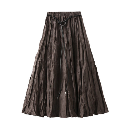 High Waist Skirt Women Autumn Korean Sense of Design Pleated Retro Slimming A line Umbrella Skirt