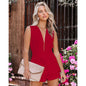 Spring Summer Sexy V neck Backless Jumpsuit Casual Party Romper for Women