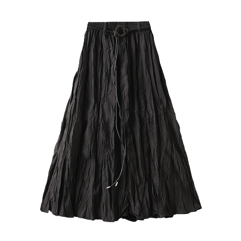 High Waist Skirt Women Autumn Korean Sense of Design Pleated Retro Slimming A line Umbrella Skirt