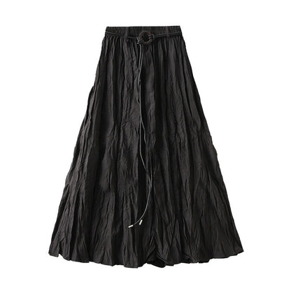 High Waist Skirt Women Autumn Korean Sense of Design Pleated Retro Slimming A line Umbrella Skirt
