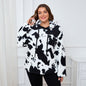 Loose Casual Cow Plush Long Sleeved Top Plump Girls Can Be Worn outside plus Size Hooded Sweater