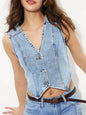 Women Clothing V neck Denim Vest Top