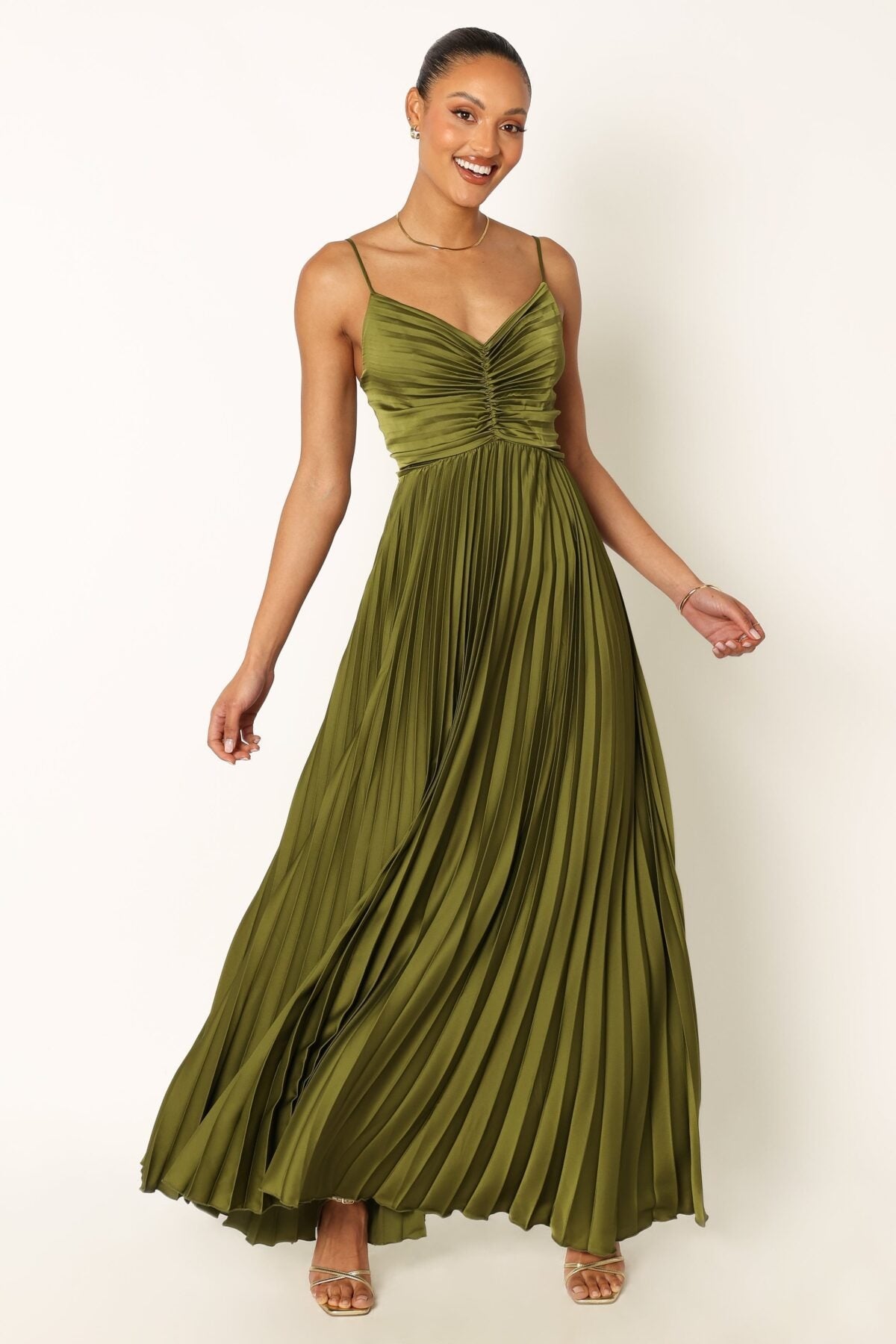 Summer V neck Elegant Graceful Sling Backless Long Pleated Dress