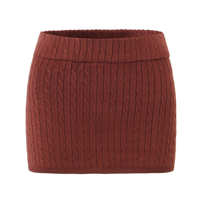 Solid Color Slim Fit Knit Short Skirt for Women Autumn Sexy Casual All Match High Waist Tight Sheath Skirt
