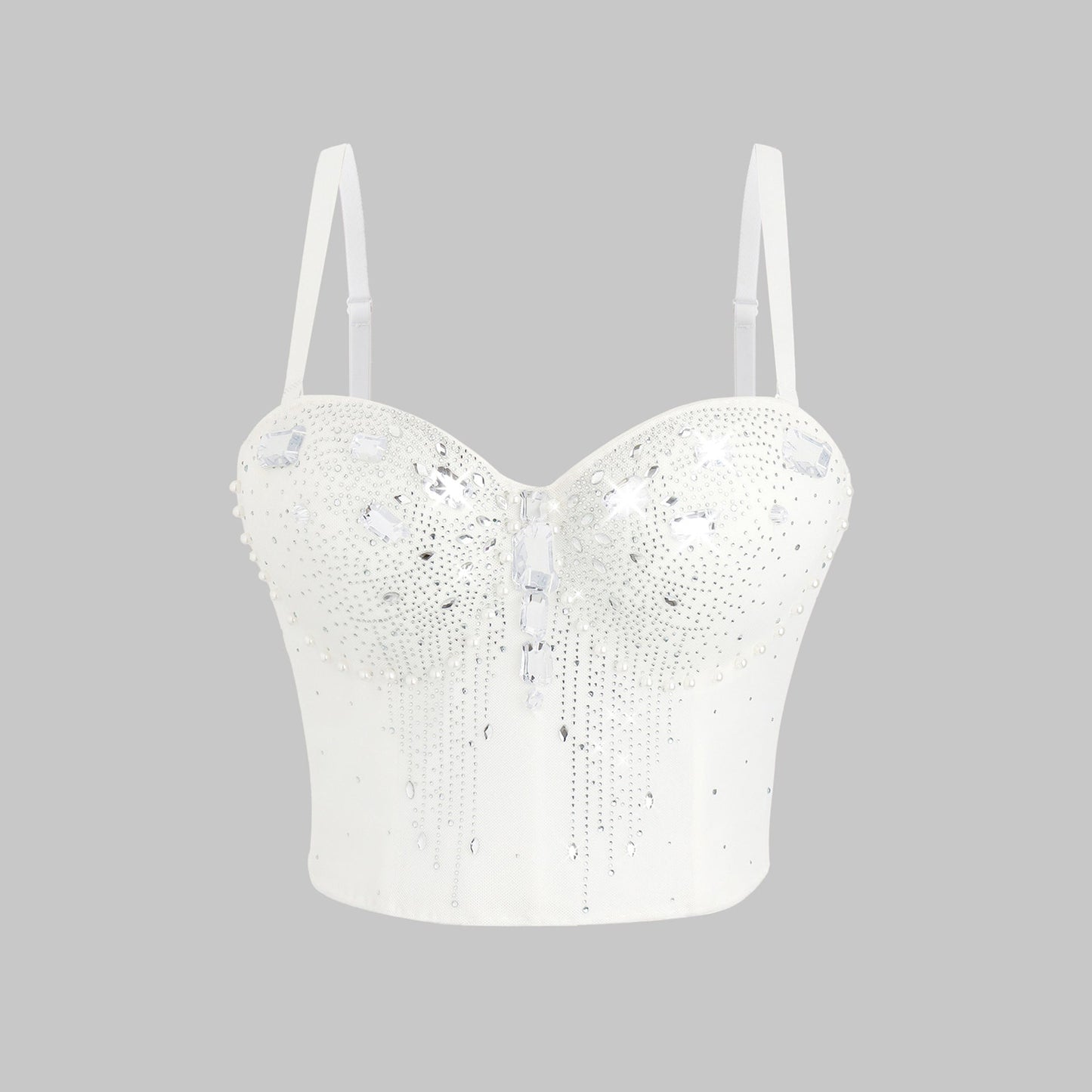 Women Wear Tube Top Rhinestone Chain Handmade Small Vest Sling Basic Design