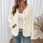 Women Clothing Lace V neck Jacket Coat Classic Autumn Winter Long Sleeve Cardigan Top