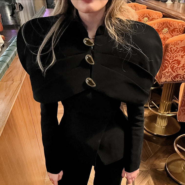 Autumn Winter Office Women Clothing Chanel Coat High Sense Mild Luxury Retro Black Slim Top