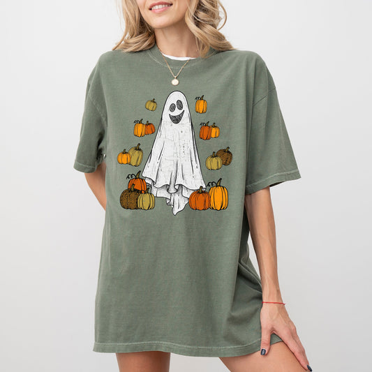 Ghost and Pumpkins, Skeleton, Ghost, Funny, Witch, Aesthetic, Meme, Halloween, Spooky, Costume, Tshirt Comfort Colors T-Shirt