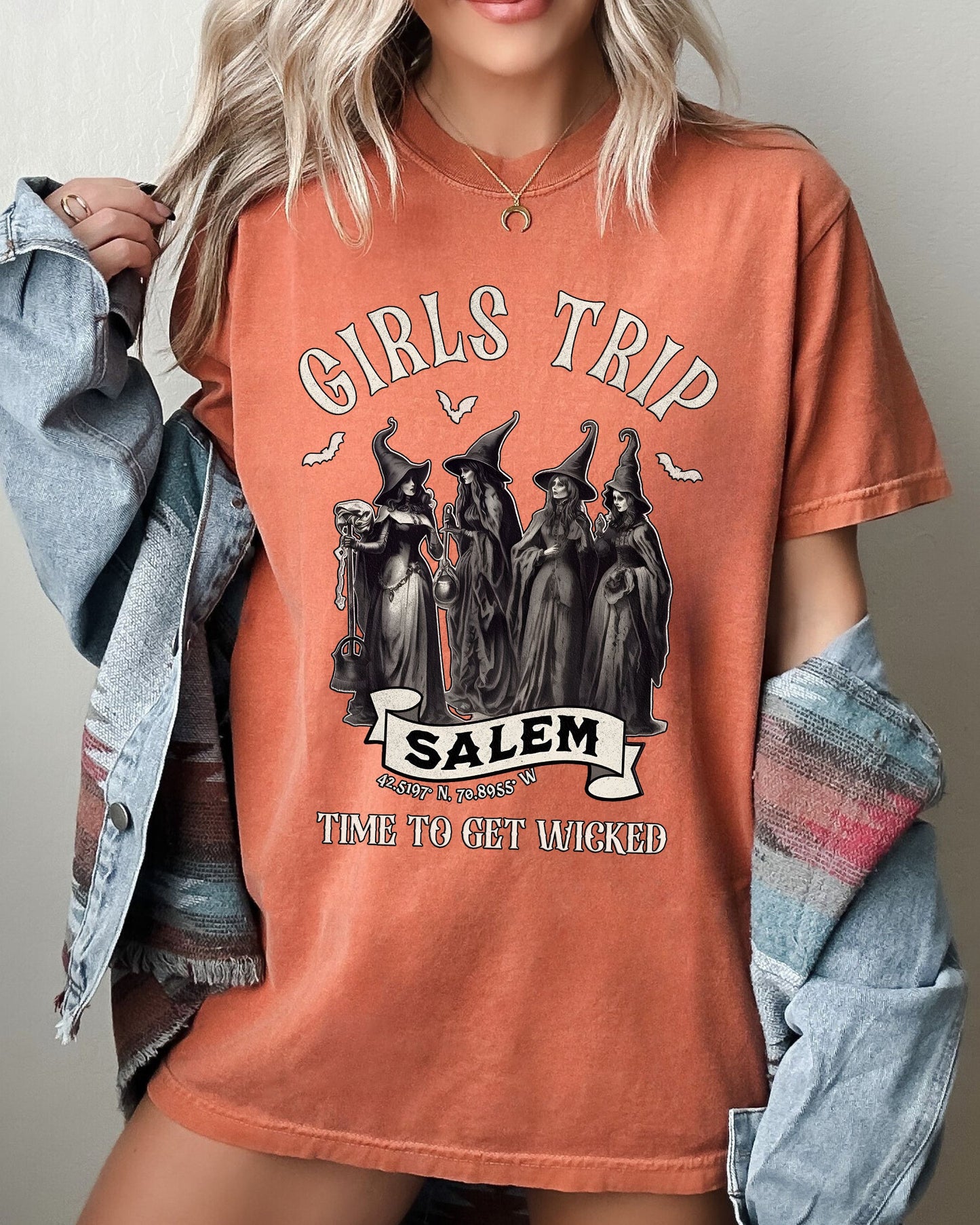 Girls Trip, Salem, Skeleton, Ghost, Funny, Witch, Aesthetic, Meme, Halloween, Spooky, Costume, Tshirt Comfort Colors T-Shirt