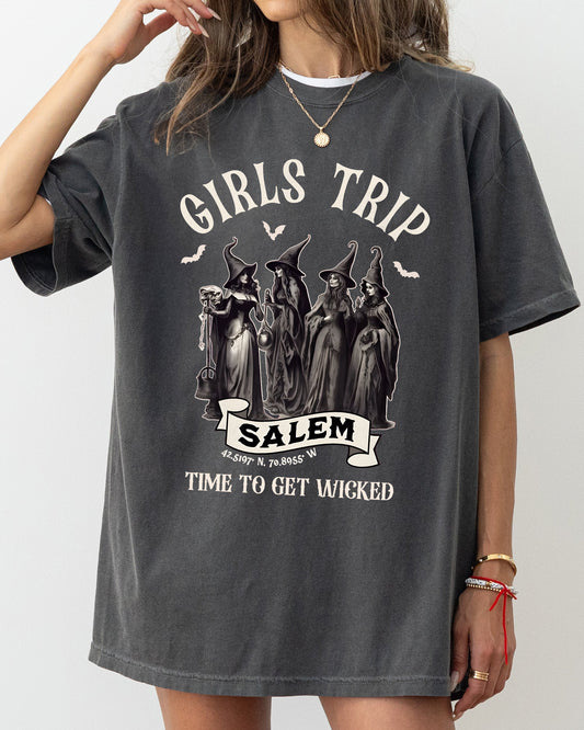 Girls Trip, Salem, Skeleton, Ghost, Funny, Witch, Aesthetic, Meme, Halloween, Spooky, Costume, Tshirt Comfort Colors T-Shirt