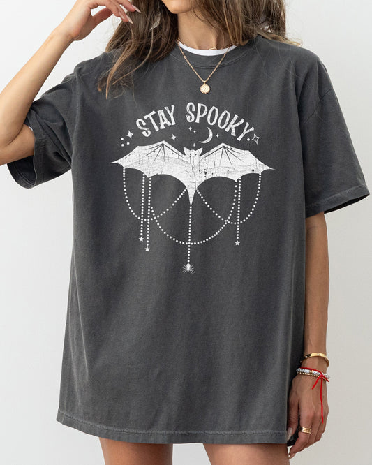 Stay Spooky, Bat, Skeleton, Ghost, Funny, Witch, Aesthetic, Meme, Halloween, Spooky, Costume, Tshirt Comfort Colors T-Shirt