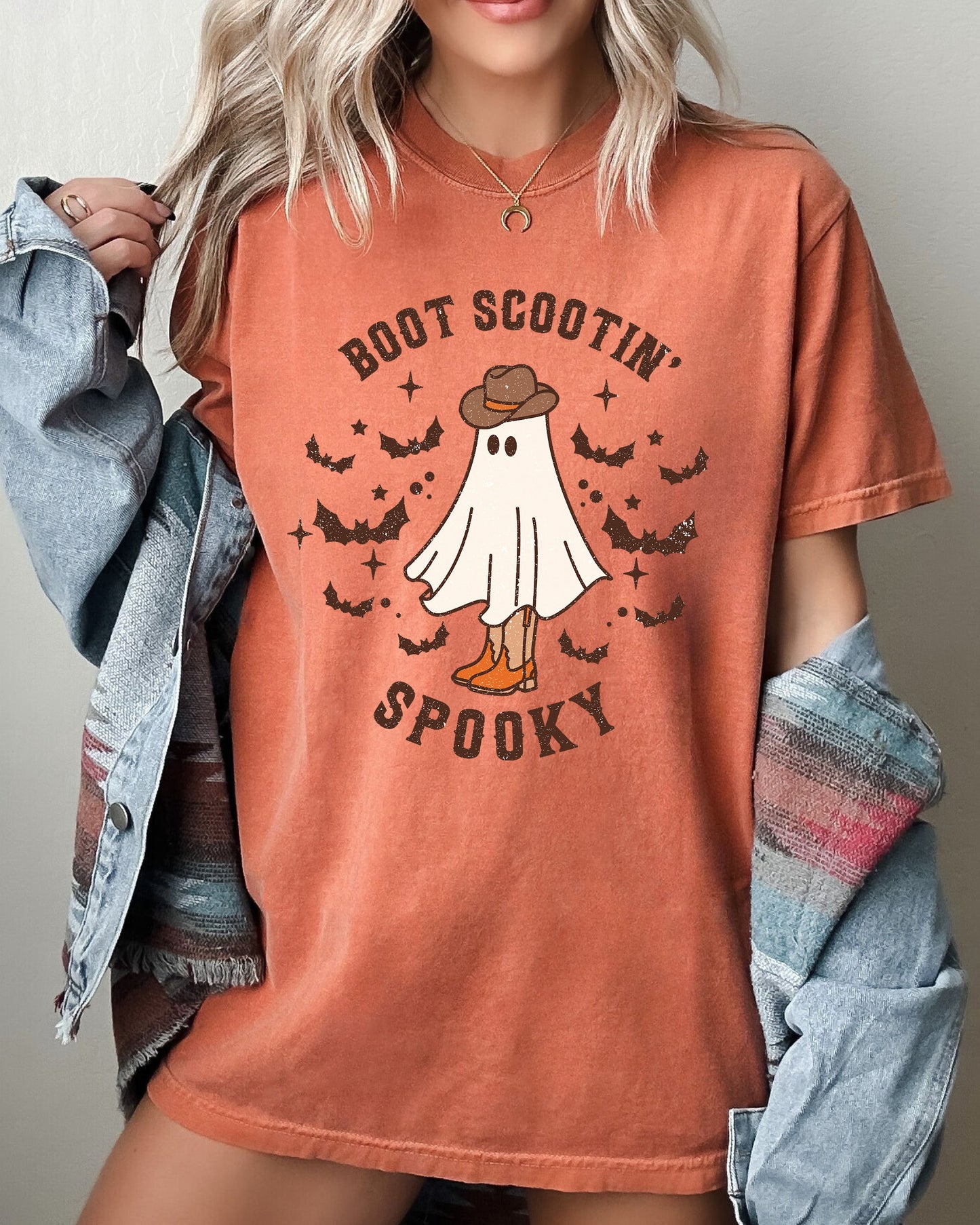Boot Scootin' Spooky, Ghost, Bat, Skeleton, Funny, Witch, Aesthetic, Meme, Halloween, Spooky, Costume, Tshirt Comfort Colors T-Shirt