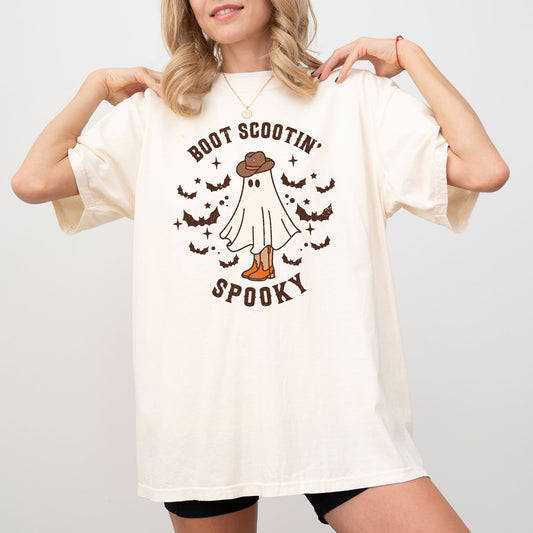 Boot Scootin' Spooky, Ghost, Bat, Skeleton, Funny, Witch, Aesthetic, Meme, Halloween, Spooky, Costume, Tshirt Comfort Colors T-Shirt