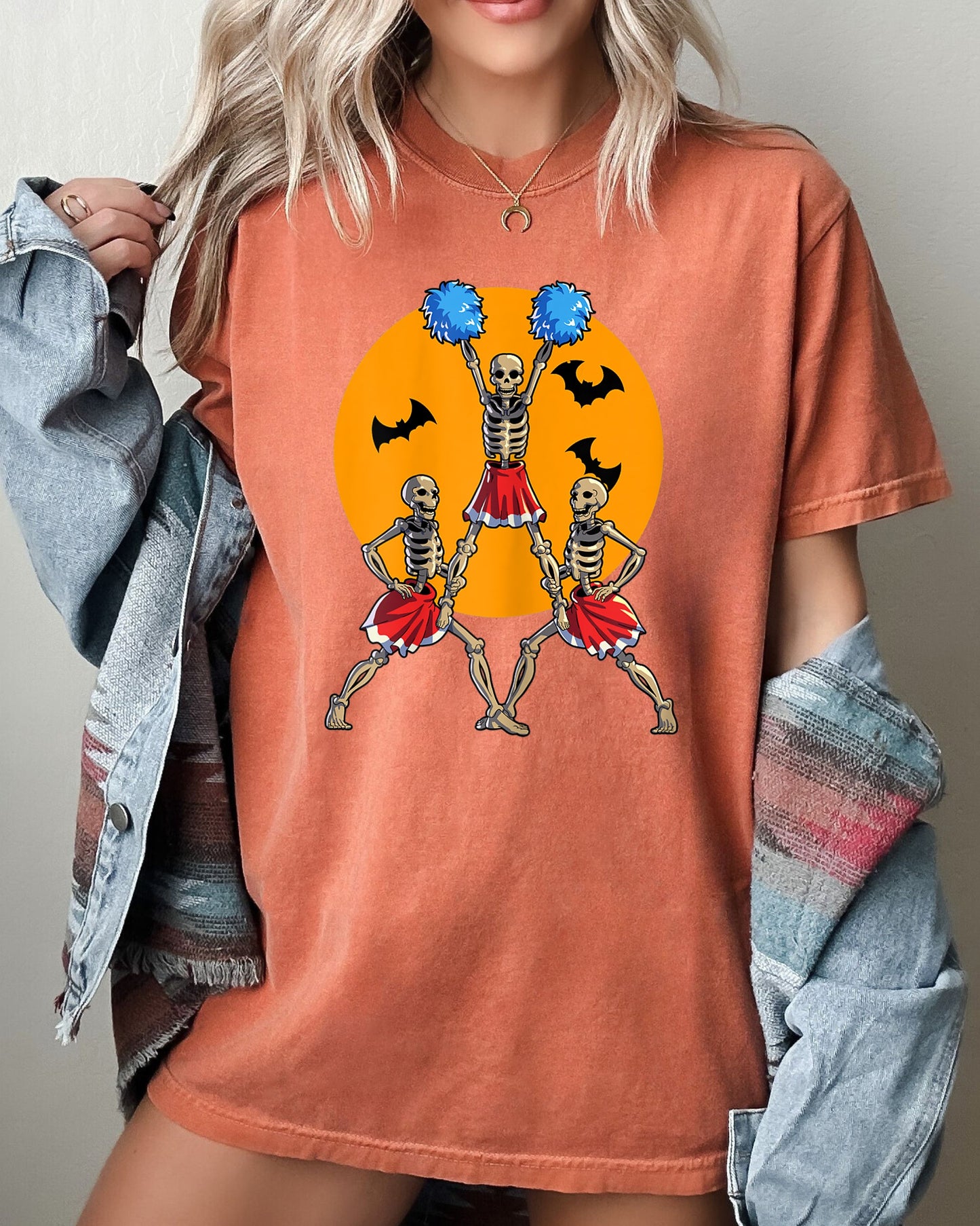 Cheerleader Skeleton, Ghost, Spooky, Funny, Witch, Aesthetic, Meme, Halloween, Costume, Tshirt Comfort Colors T-Shirt