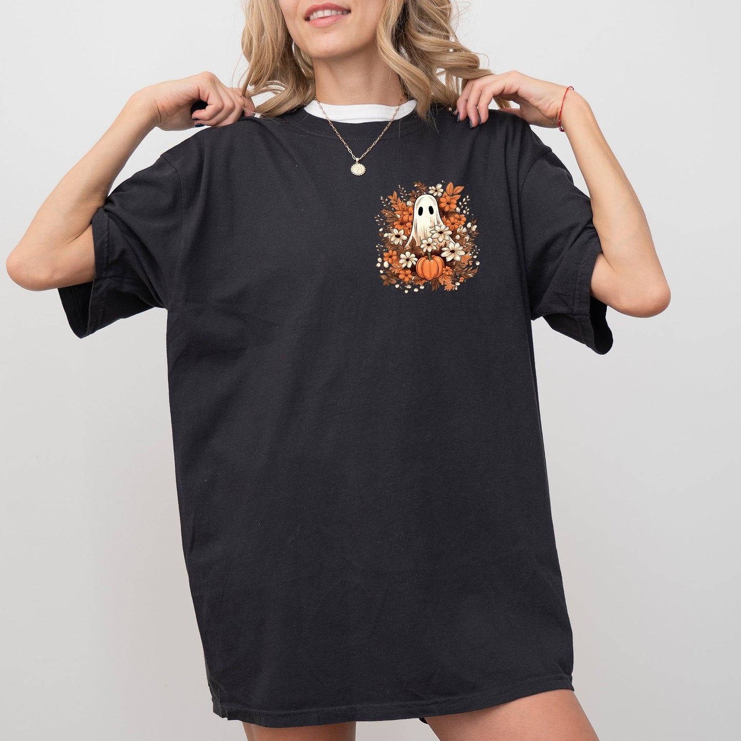 Floral Ghost, Pocket, Skeleton, Spooky, Funny, Witch, Aesthetic, Meme, Halloween, Costume, Tshirt Comfort Colors T-Shirt