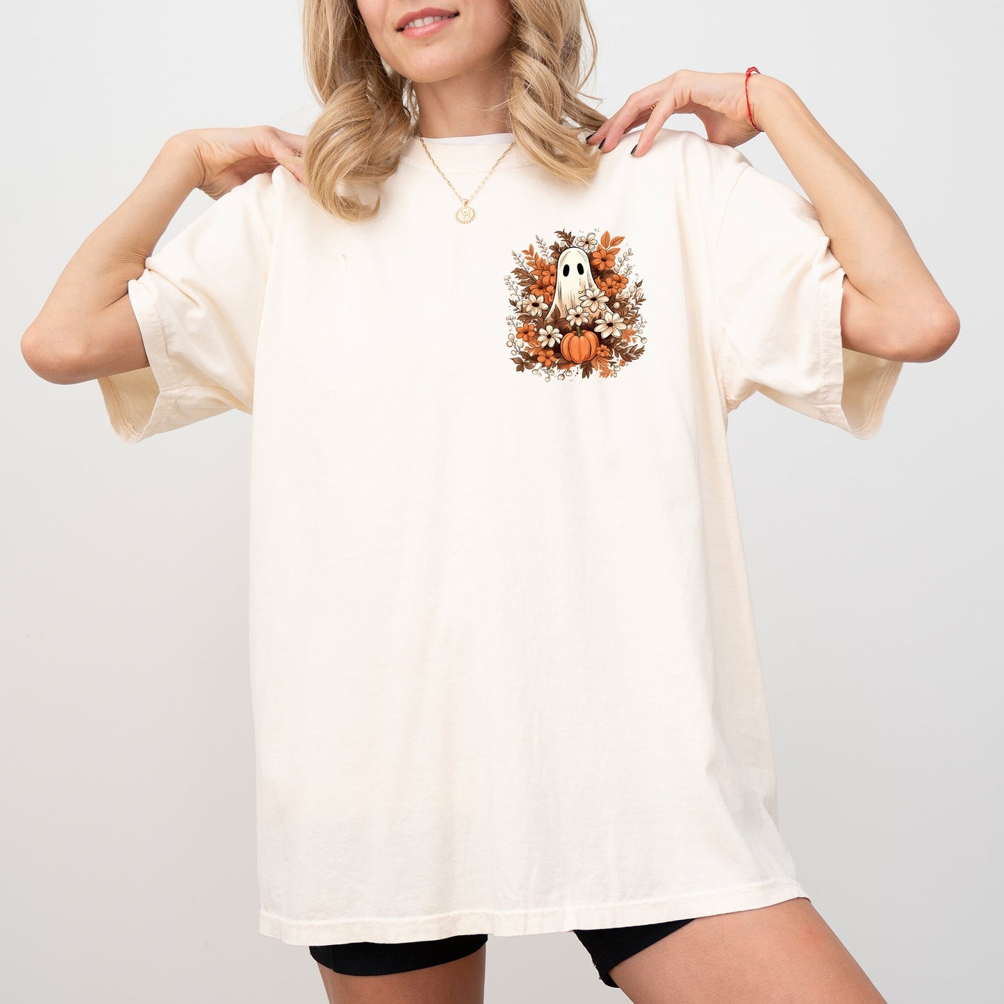 Floral Ghost, Pocket, Skeleton, Spooky, Funny, Witch, Aesthetic, Meme, Halloween, Costume, Tshirt Comfort Colors T-Shirt