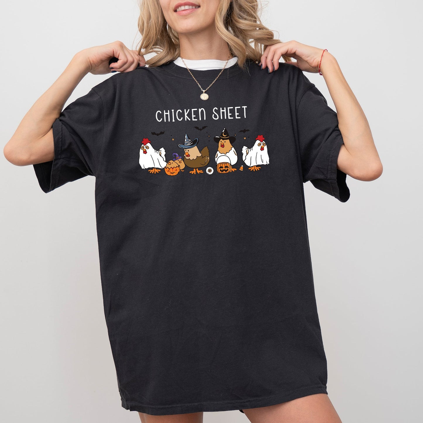 Chicken Sheet, Ghost, Skeleton, Funny, Pumpkin, Spooky, Witch, Aesthetic, Meme, Halloween, Costume, Tshirt Comfort Colors T-Shirt